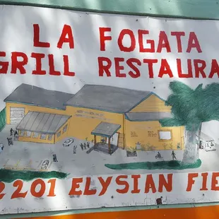 a sign for a restaurant