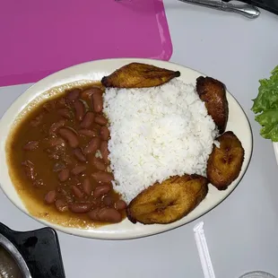 Beans rice plantains