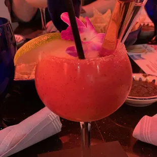 Strawberry margarita with some added shots
