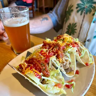 Happy hour carnitas tacos