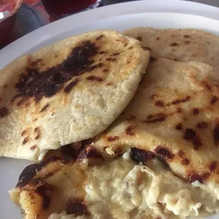 Pupusas. Chicken and cheese filling