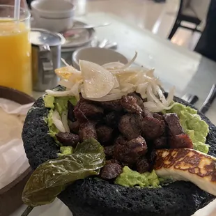 Molcajete de ribeye $24