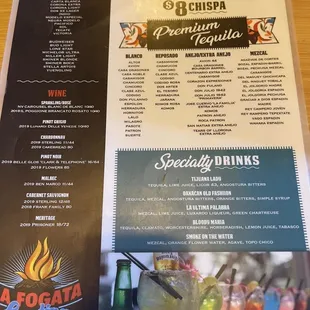 Drink menu side 1