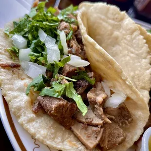 Gorgeous lengua with a lot of flavor in the meat itself. Homemade tortillas too!