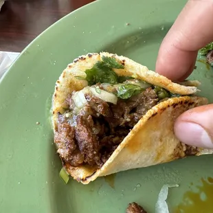 Good to the last bite! Taco de asada!