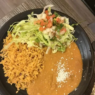 Rice and beans that came with the fajitas