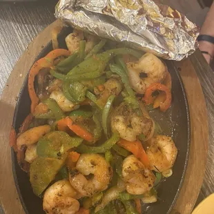 Shrimp fajitas