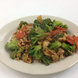 a plate of stir fried vegetables