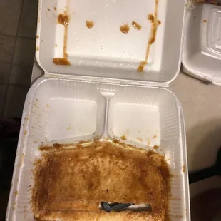 The inside of the container.