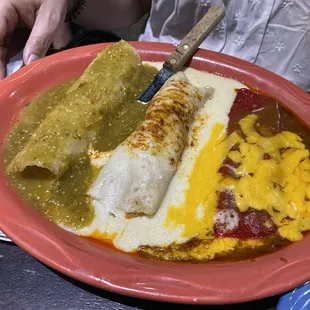 Enchiladas were a party on a plate. Hot, flavorful, and fun to eat.