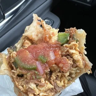 Machaca burrito with pico de gallo salsa