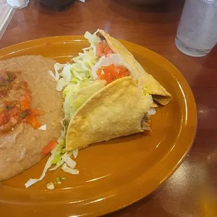 Beef tacos with double order beans.