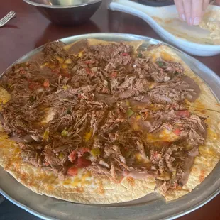 Pizza Mexican with machaca $15