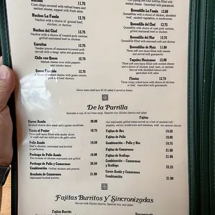 the menu