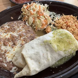 Chicken fajita burrito plate