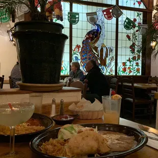 Have the #9 Dos Tacos and my girl had the  Enchiladas. Large portions!!