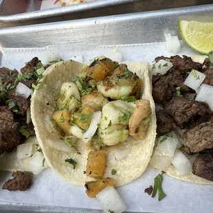 Carne Asada &amp; shrimp tacos