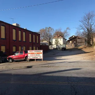 Completely empty lot on a Sunday morning.