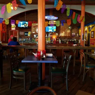 The bar. Looks out onto a cozy eating area.