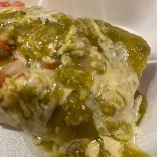 Drenched in green and cheese sauce!!! YESSSSS