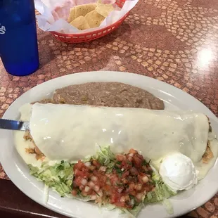 Texan burrito stuffed with large shrimp. Amazingly good