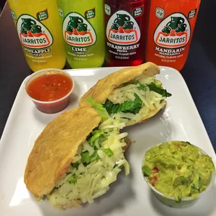 Order of 2 gorditas with a side of guacamole.