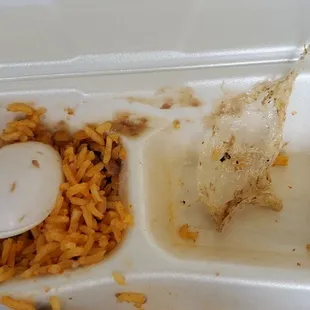 On the right, is the piece of plastic bag that was in my food