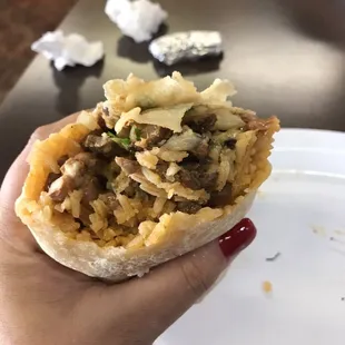 One of the best carne asada burritos I&apos;ve ever had, the meat is very flavorful and there is almost no fat.