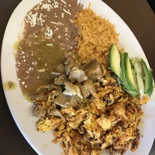 Chorizo eggs with a side of Chile verde.
