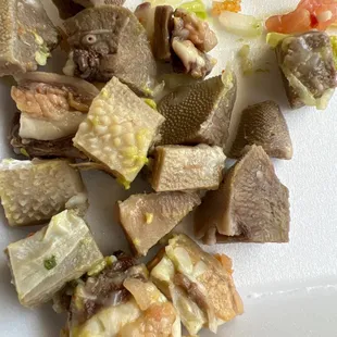 a plate of meat and vegetables