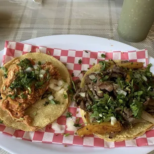 Chicken and steak tacos