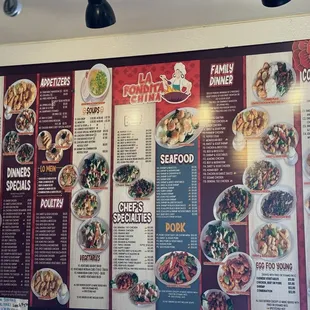Menu for takeout.