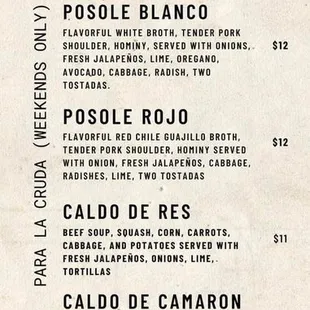 a menu for a mexican restaurant