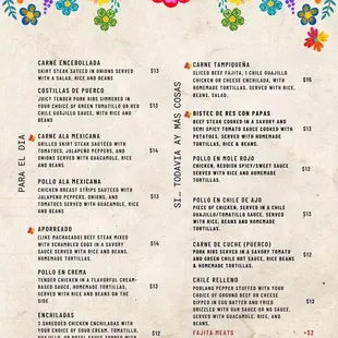 a mexican menu
