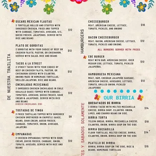 the menu of the restaurant