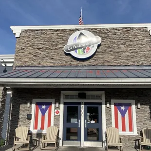 Outside, front or the restaurant