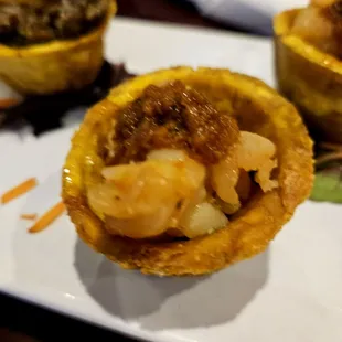 Shrimp tostone cup appetizer