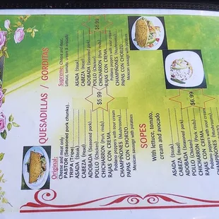 menu