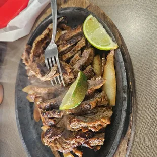 a plate of food with a fork