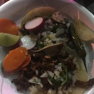 El pastor and barbacoa tacos