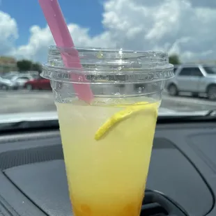 Passionfruit Tea Lemonade with passion fruit popping pearls. Super refreshing for the summer!!