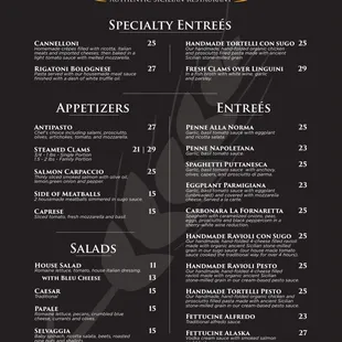 Appetizers, Salads &amp; Entrées