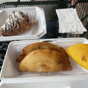 Empanadas and croissant