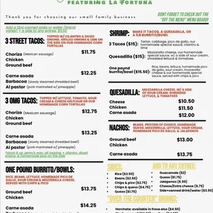 sushi and sashimi, menu