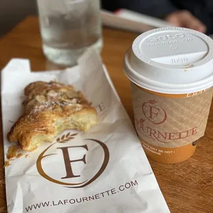 Almond Croissant and Almond milk Cappuccino