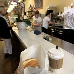 Pumpkin beignet and hot chocolate