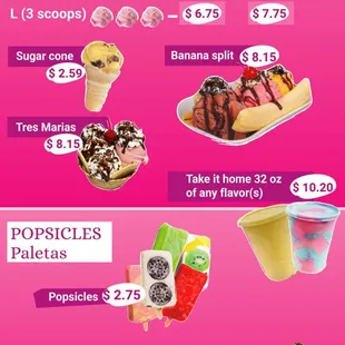 Menu - Ice Cream &amp; Popsicles