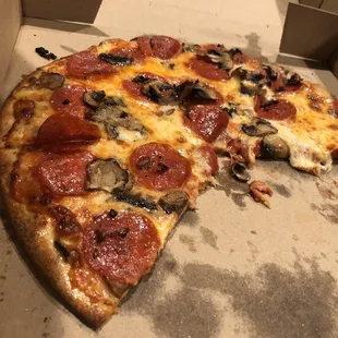 Medium Thin Crust Pepperoni and Mushroom