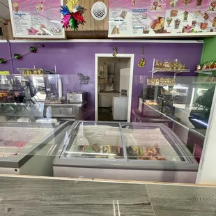 the inside of a deli