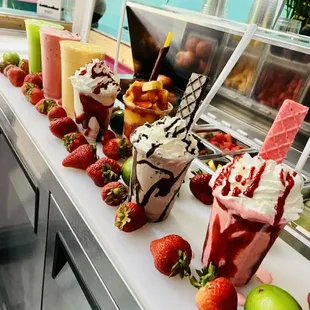 Different kind of shakes, mangonadas and aguas frescas.